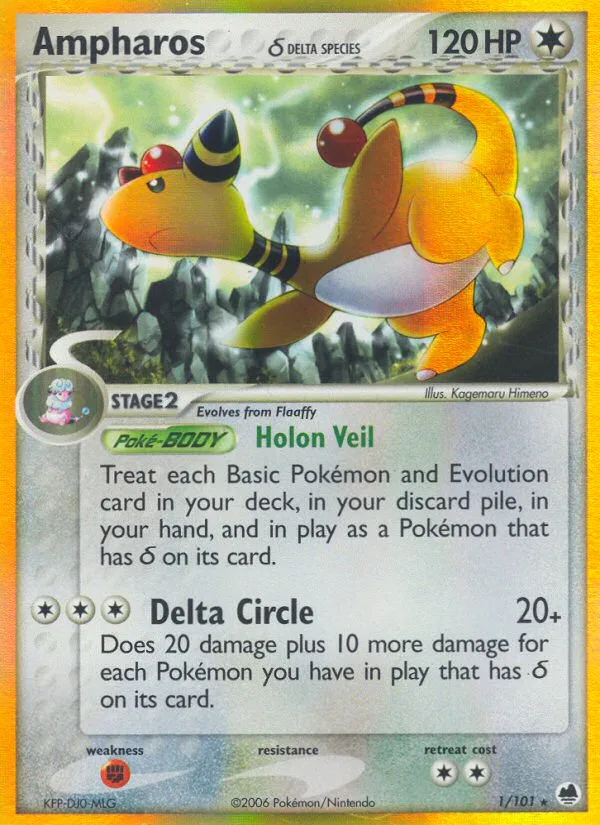 Ampharos δ #1 EX Dragon Frontiers Pokemon card