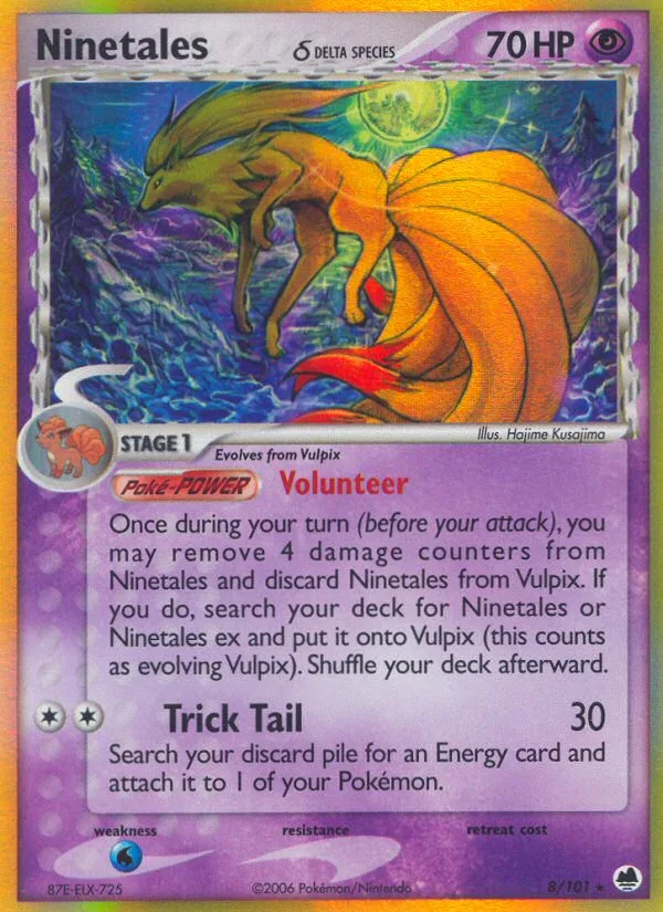 Ninetales δ #8 EX Dragon Frontiers Pokemon card