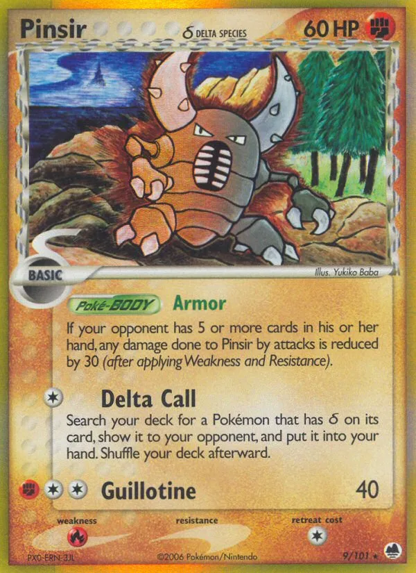 Pinsir δ #9 EX Dragon Frontiers Pokemon card