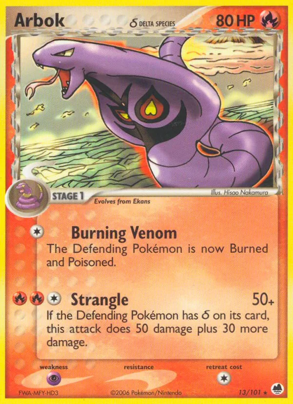 Arbok δ #13 EX Dragon Frontiers Pokemon card