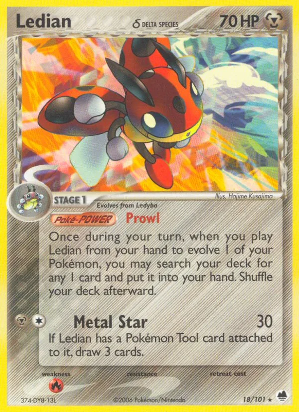 Ledian δ #18 EX Dragon Frontiers Pokemon card