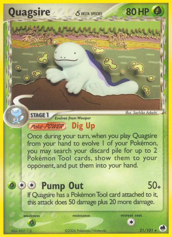 Quagsire δ #21 EX Dragon Frontiers Pokemon card