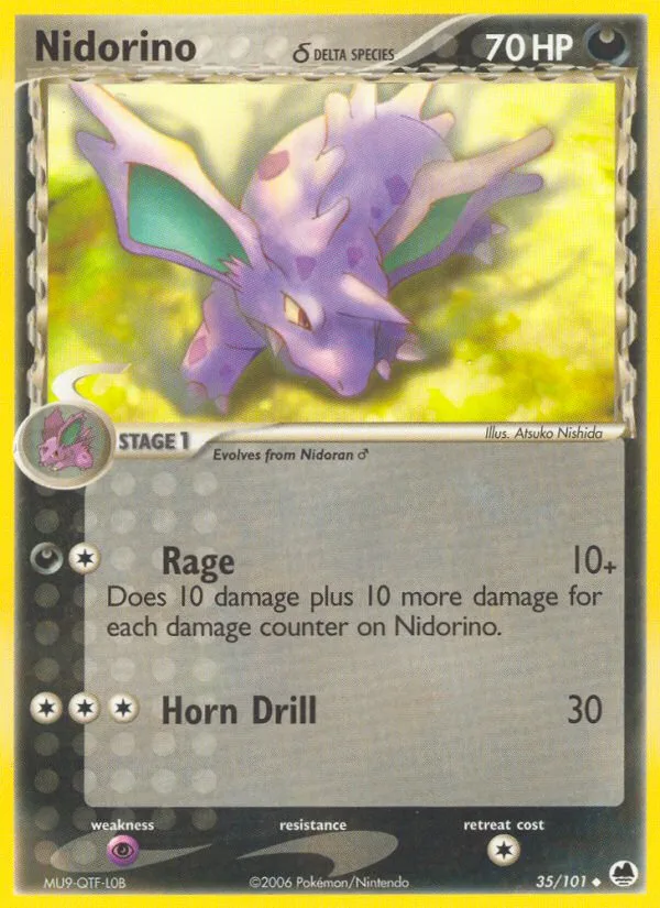 Nidorino δ #35 EX Dragon Frontiers Pokemon card