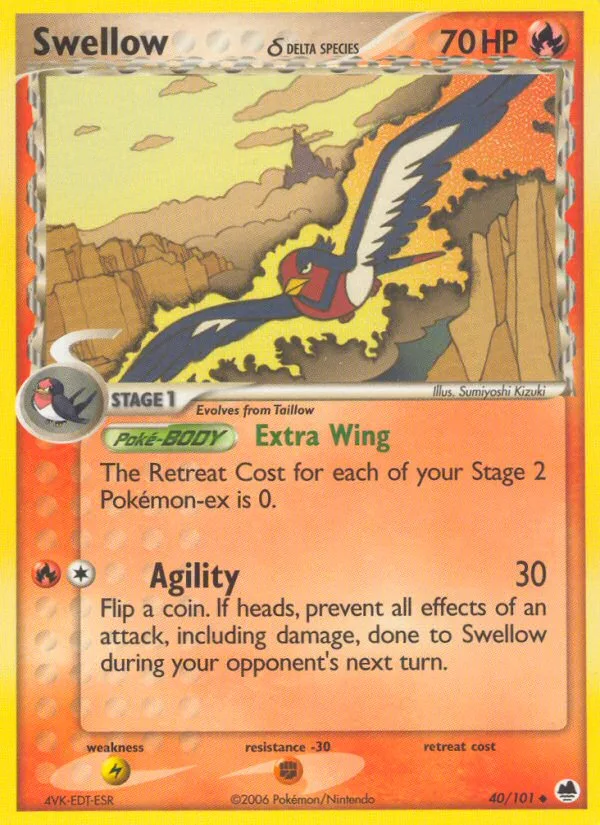 Swellow δ #40 EX Dragon Frontiers Pokemon card