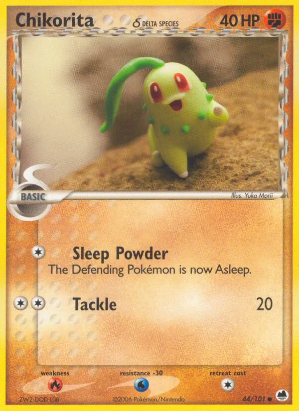 Chikorita δ #44 EX Dragon Frontiers Pokemon card