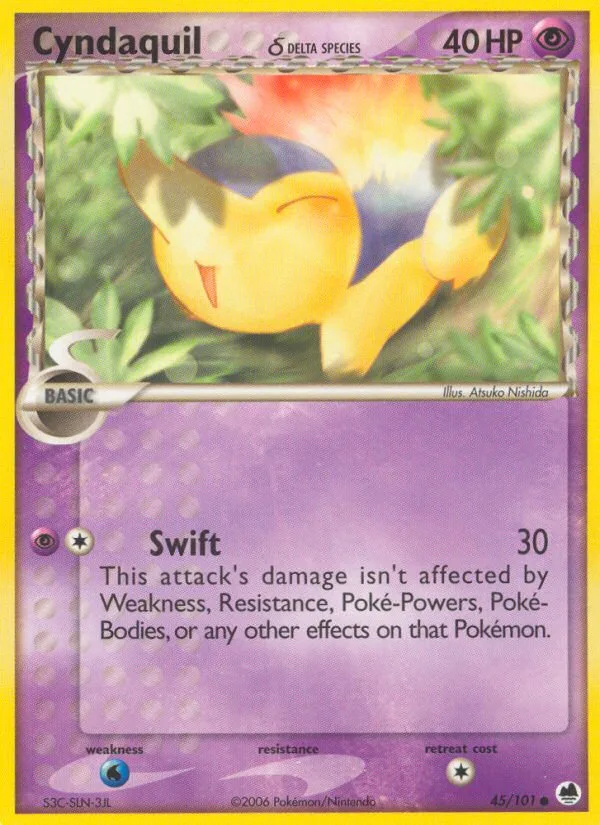 Cyndaquil δ #45 EX Dragon Frontiers Pokemon card