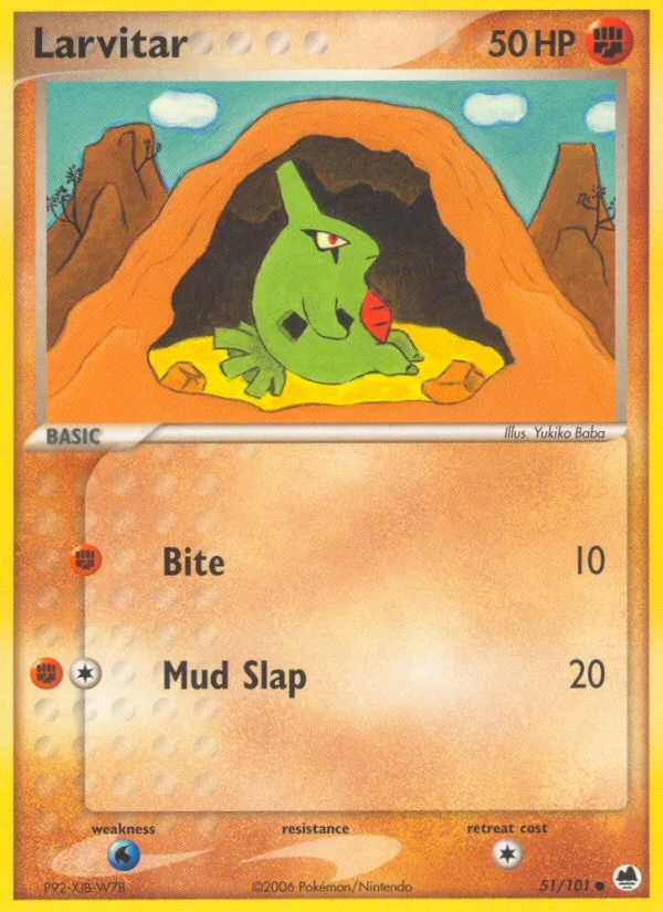 Larvitar #51 EX Dragon Frontiers Pokemon card