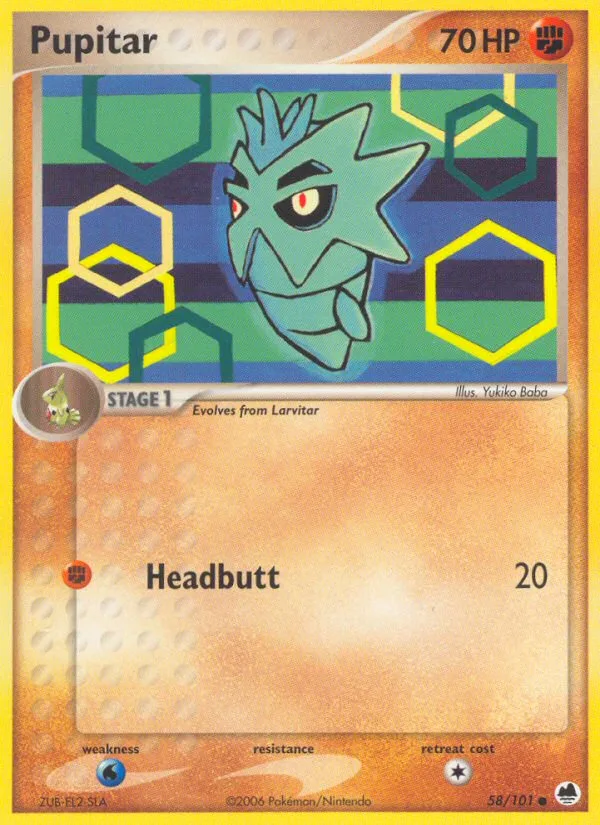 Pupitar #58 EX Dragon Frontiers Pokemon card