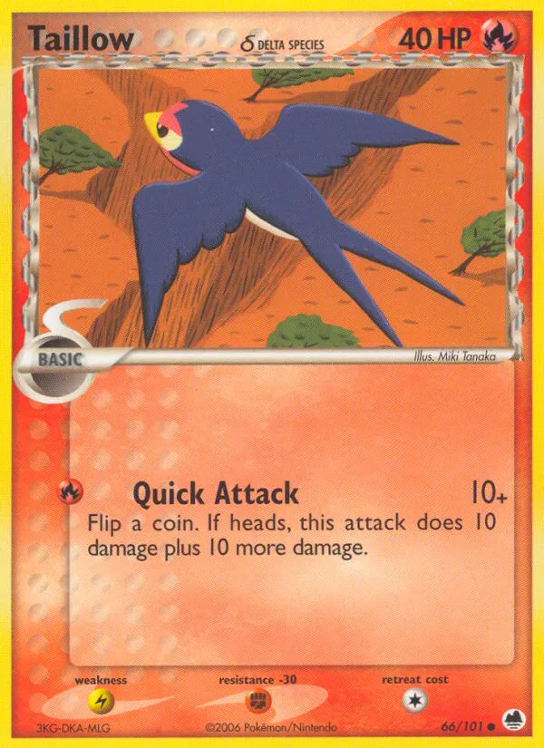 Taillow δ #66 EX Dragon Frontiers Pokemon card