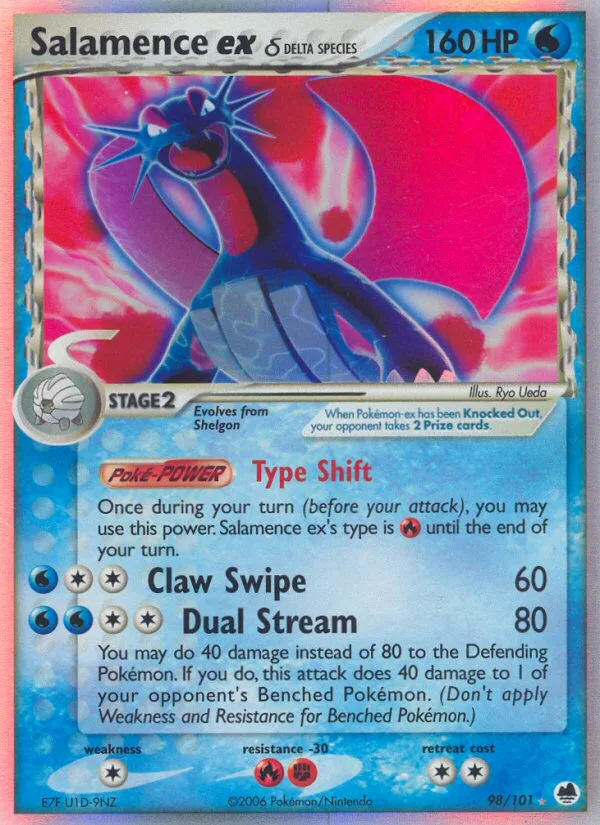 Salamence ex δ #98 EX Dragon Frontiers Pokemon card