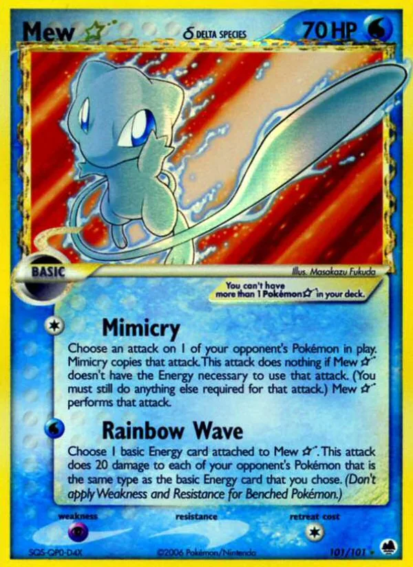 Mew ★ δ #101 EX Dragon Frontiers Pokemon card