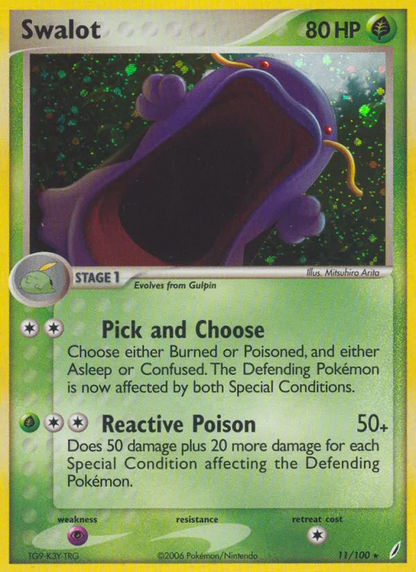 Swalot #11 EX Crystal Guardians Pokemon card