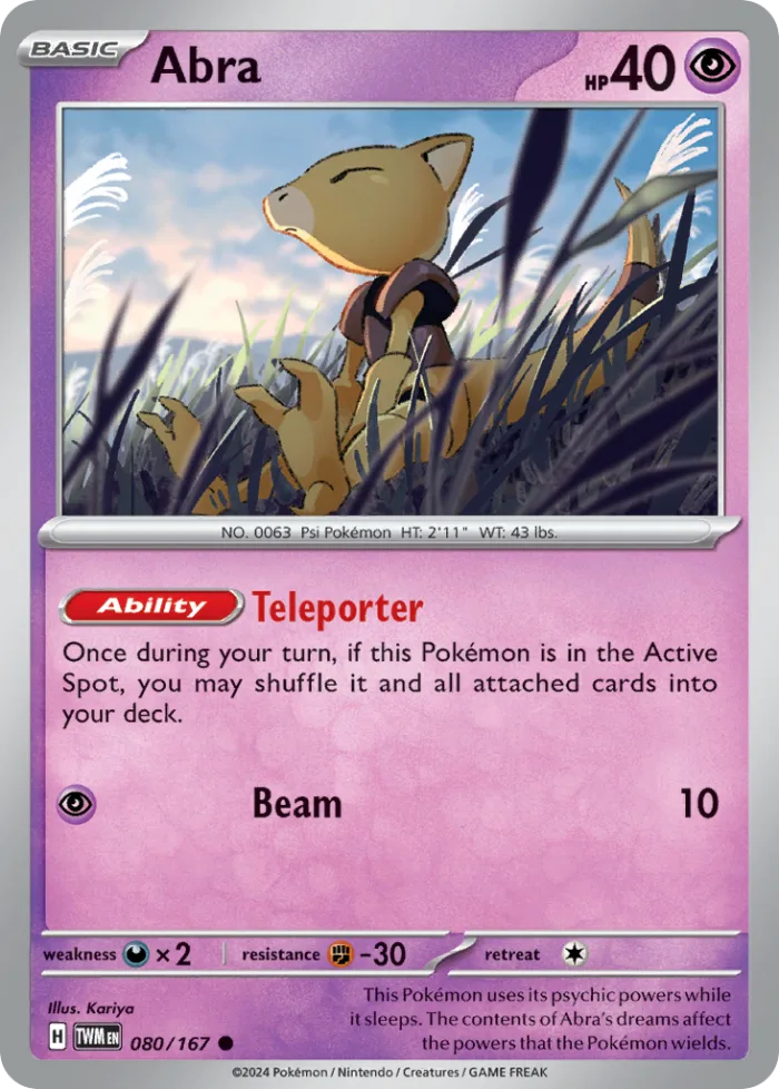 Abra #80 Twilight Masquerade Pokemon card