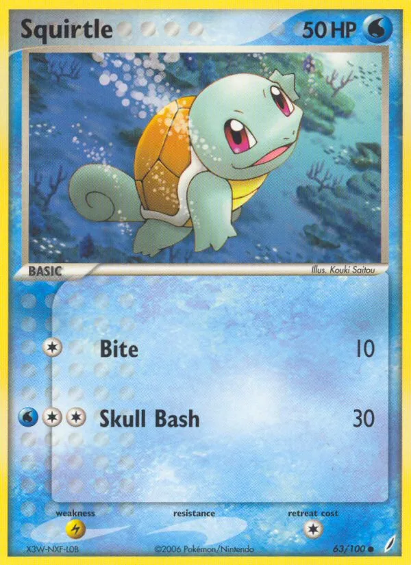 Squirtle #63 EX Crystal Guardians Pokemon card