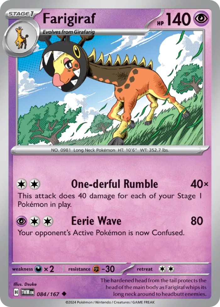 Farigiraf #84 Twilight Masquerade Pokemon card