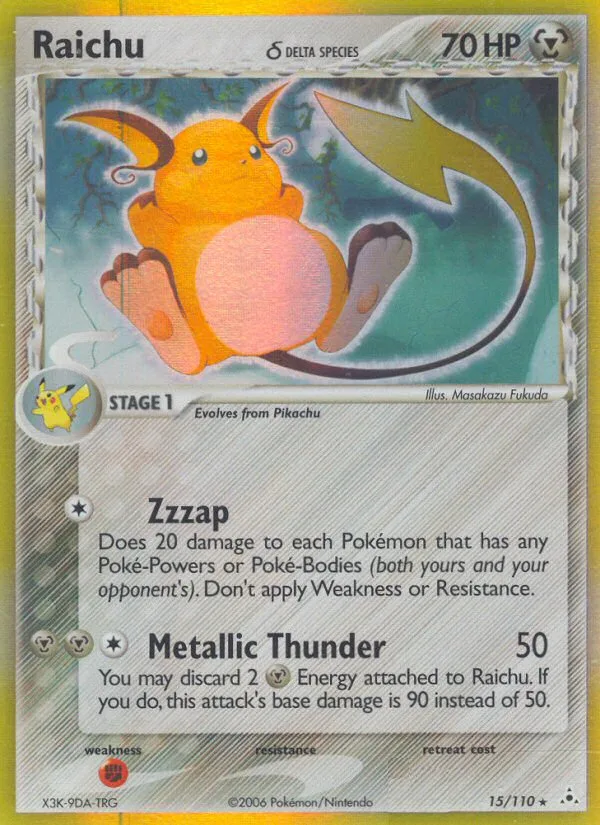 Raichu δ #15 EX Holon Phantoms Pokemon card