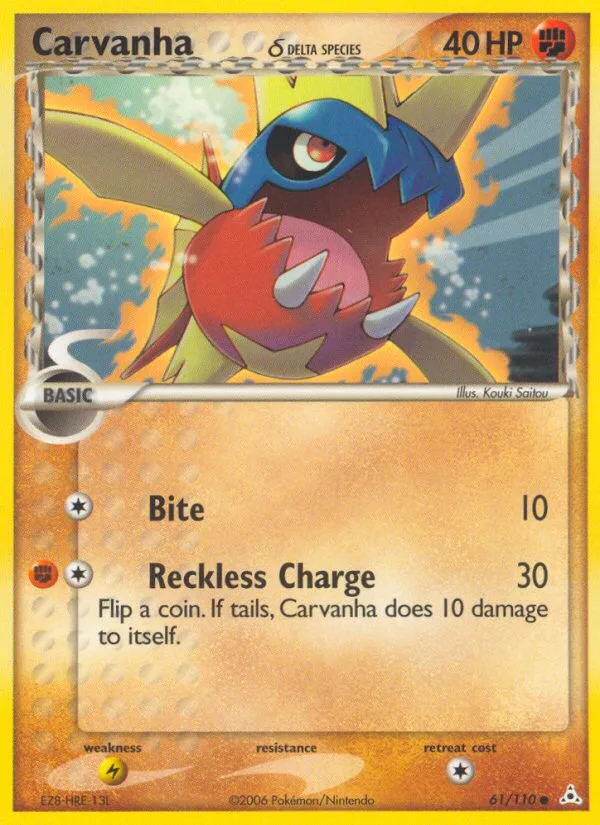 Carvanha δ #61 EX Holon Phantoms Pokemon card