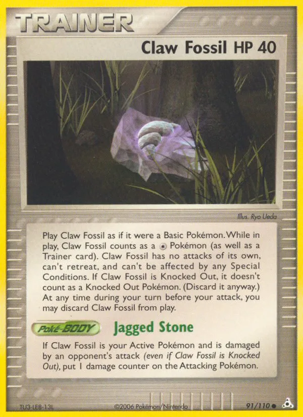 Claw Fossil #91 EX Holon Phantoms Pokemon card