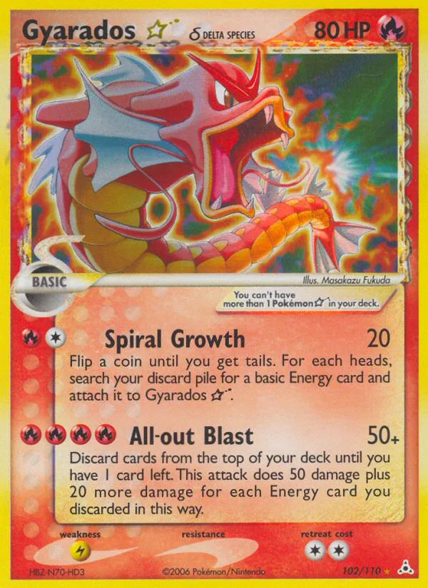 Gyarados ★ δ #102 EX Holon Phantoms Pokemon card