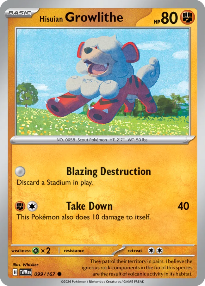 Hisuian Growlithe #99 Twilight Masquerade Pokemon card