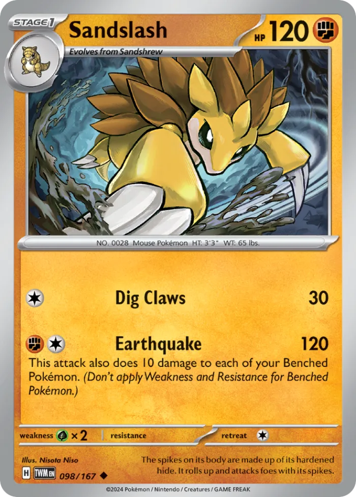 Sandslash #98 Twilight Masquerade Pokemon card