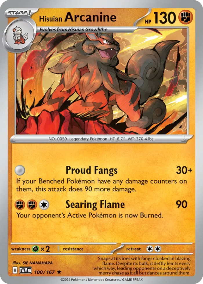 Hisuian Arcanine #100 Twilight Masquerade Pokemon card
