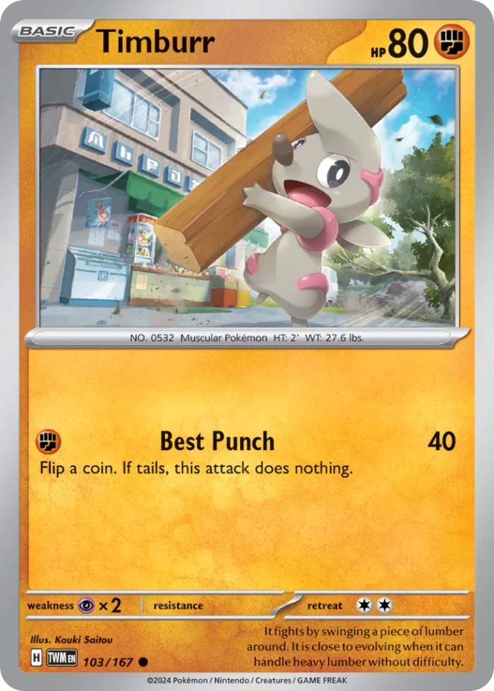 Timburr #103 Twilight Masquerade Pokemon card