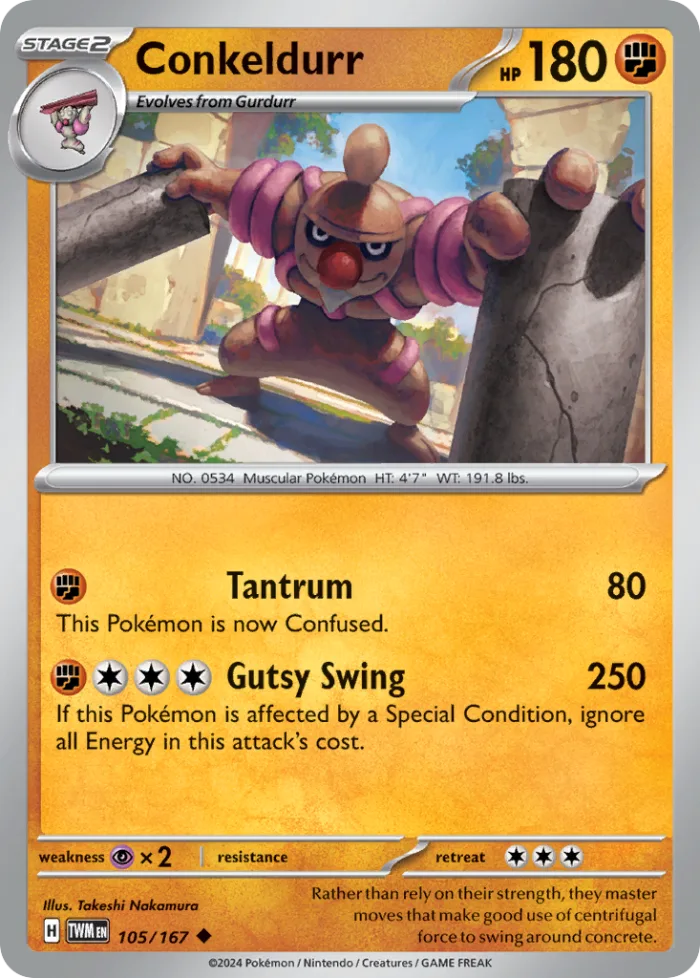 Conkeldurr #105 Twilight Masquerade Pokemon card