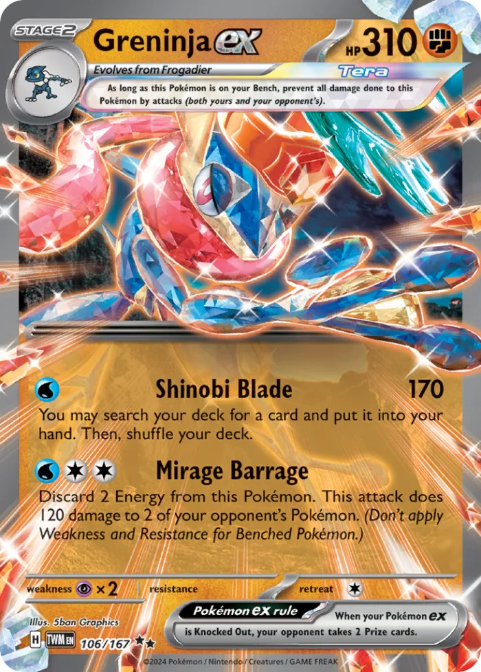 Greninja ex #106 Twilight Masquerade Pokemon card