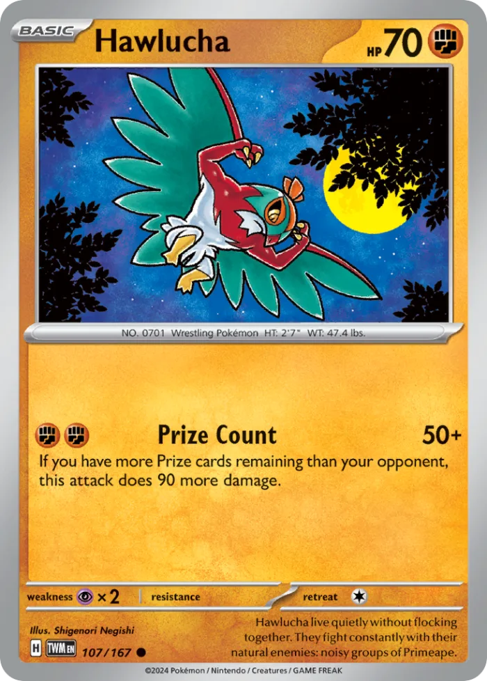 Hawlucha #107 Twilight Masquerade Pokemon card