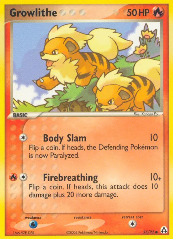 Growlithe #55 EX Legend Maker Pokemon card