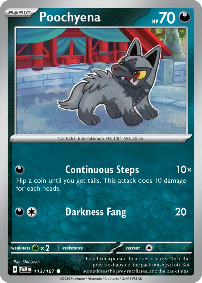 Poochyena #113 Twilight Masquerade Pokemon card