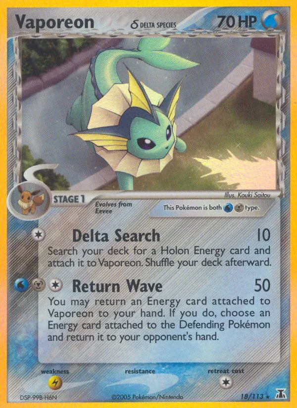 Vaporeon δ #18 EX Delta Species Pokemon card