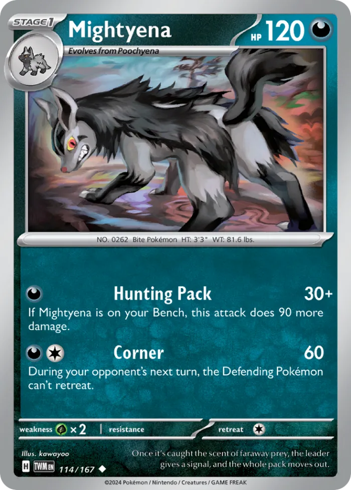 Mightyena #114 Twilight Masquerade Pokemon card
