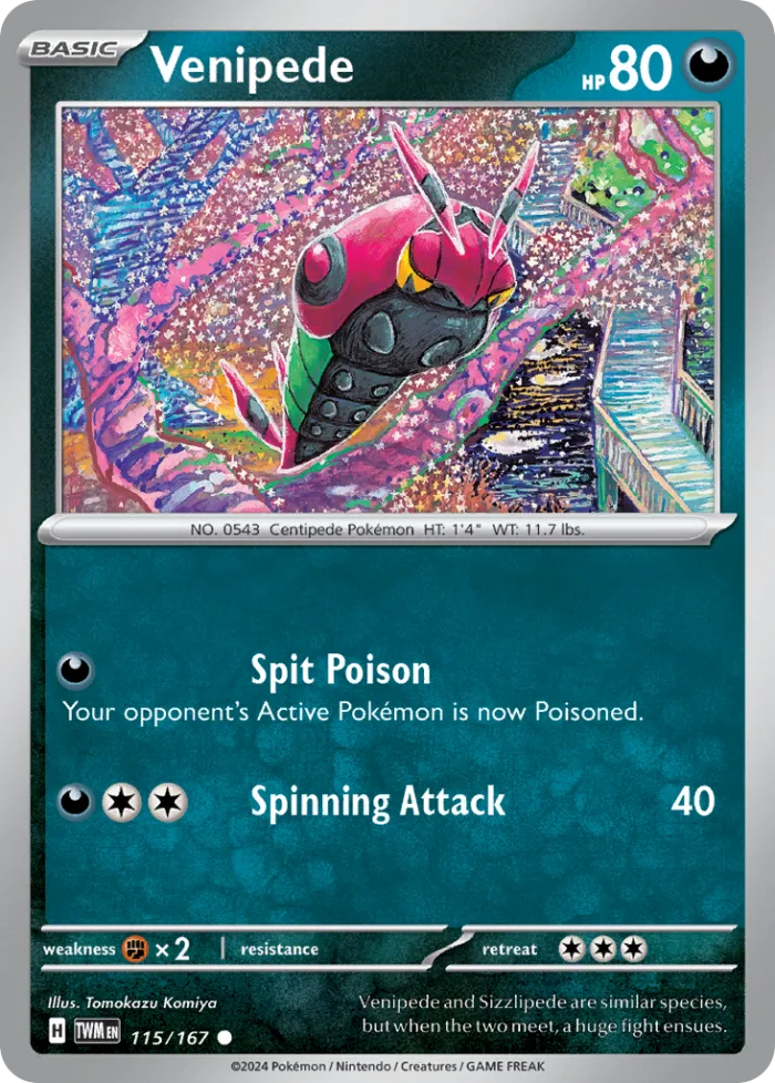 Venipede #115 Twilight Masquerade Pokemon card