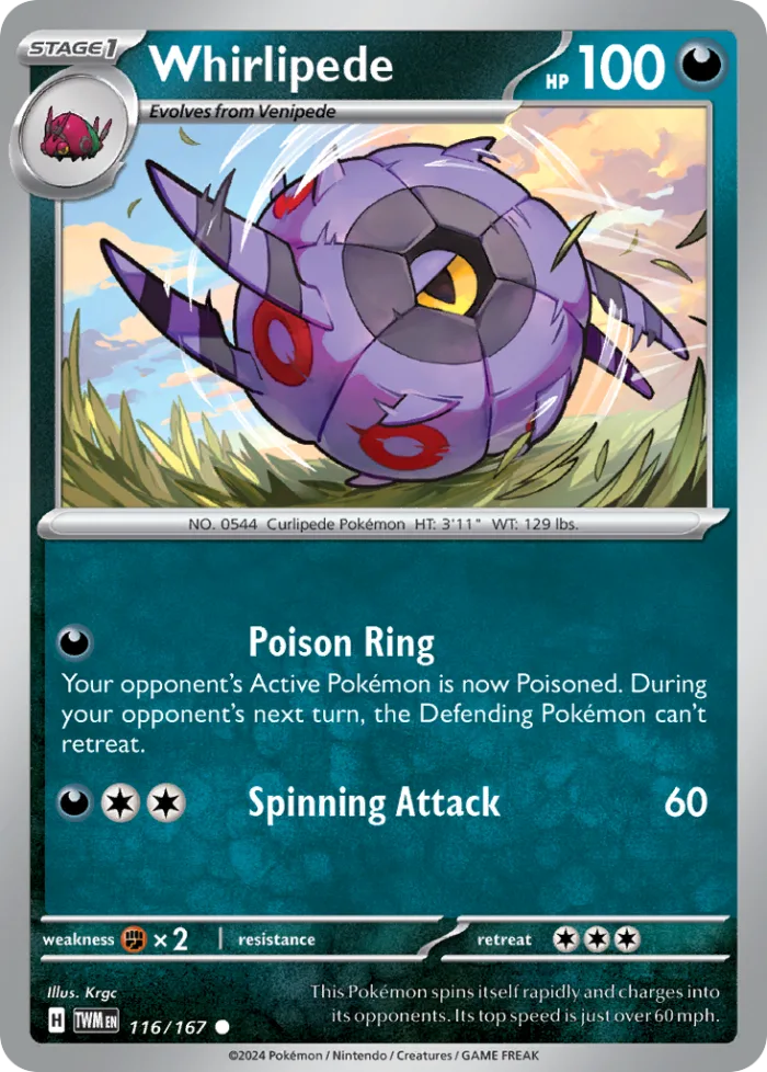 Whirlipede #116 Twilight Masquerade Pokemon card