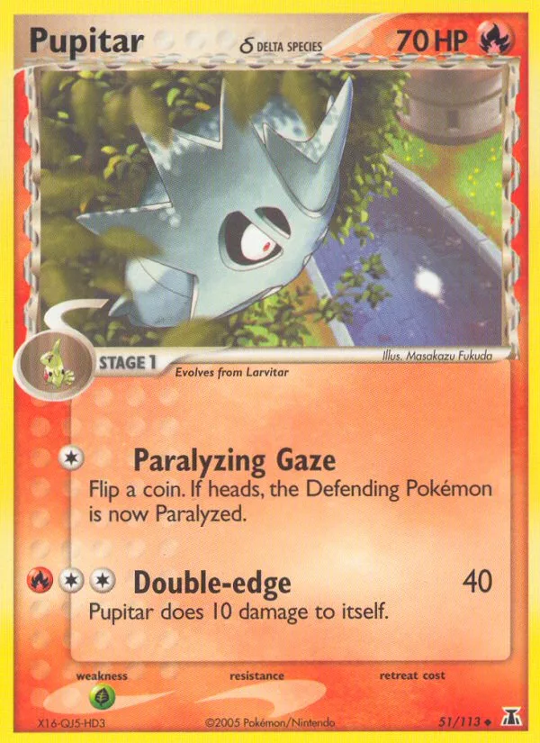 Pupitar δ #51 EX Delta Species Pokemon card
