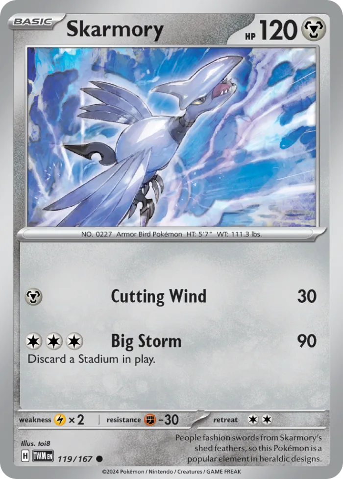 Skarmory #119 Twilight Masquerade Pokemon card