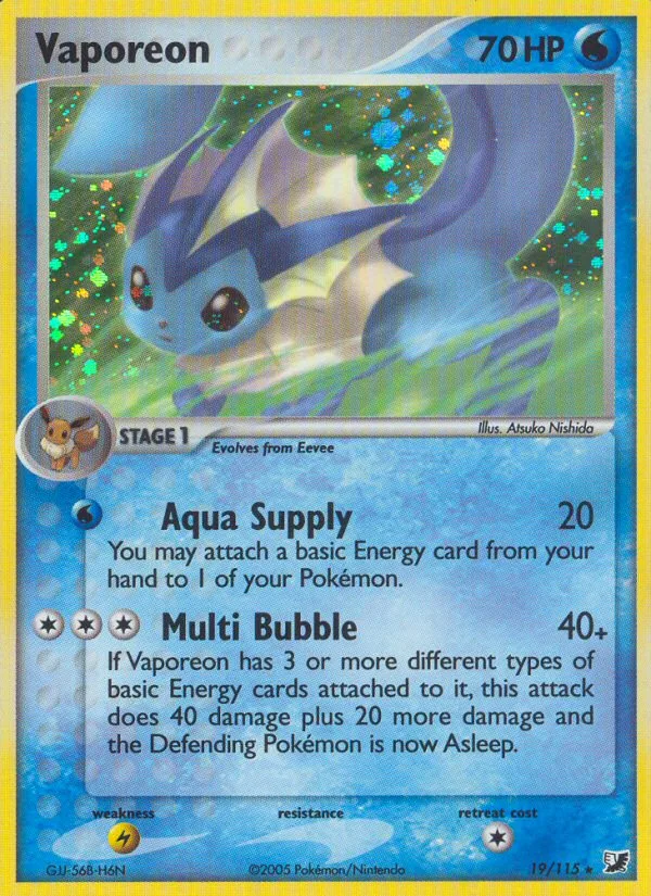 Vaporeon #19 EX Unseen Forces Pokemon card