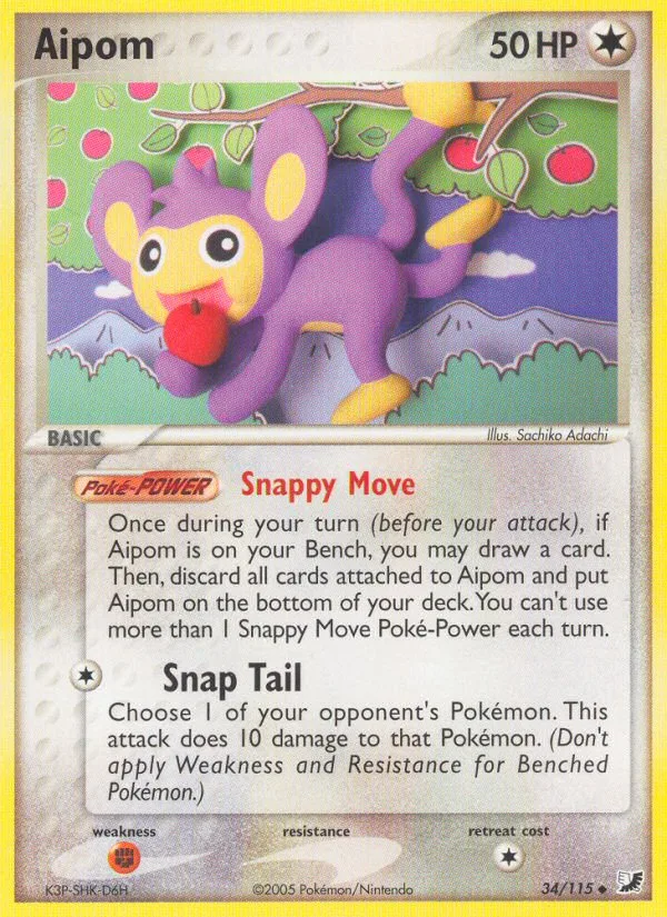 Aipom #34 EX Unseen Forces Pokemon card