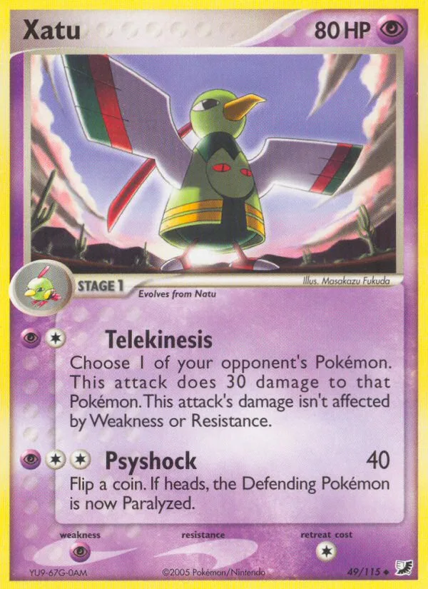 Xatu #49 EX Unseen Forces Pokemon card