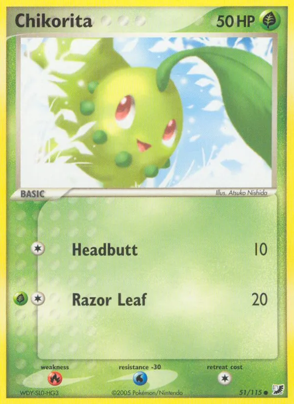 Chikorita #51 EX Unseen Forces Pokemon card