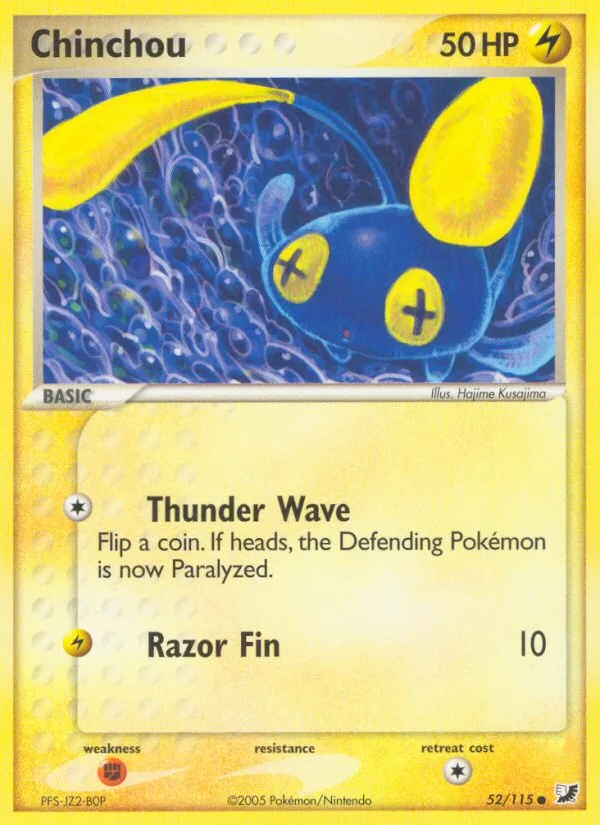 Chinchou #52 EX Unseen Forces Pokemon card