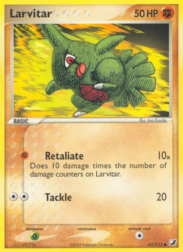 Larvitar #61 EX Unseen Forces Pokemon card