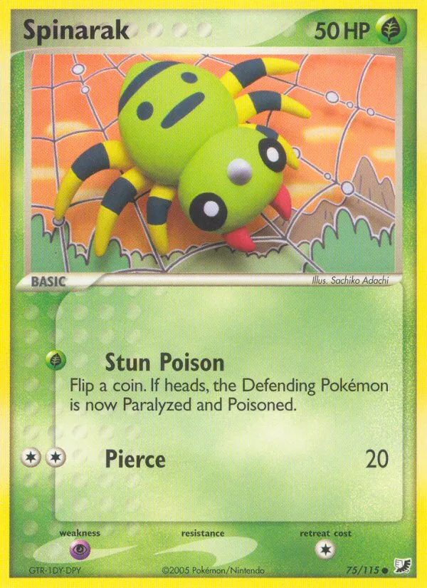 Spinarak #75 EX Unseen Forces Pokemon card