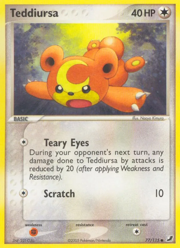 Teddiursa #77 EX Unseen Forces Pokemon card