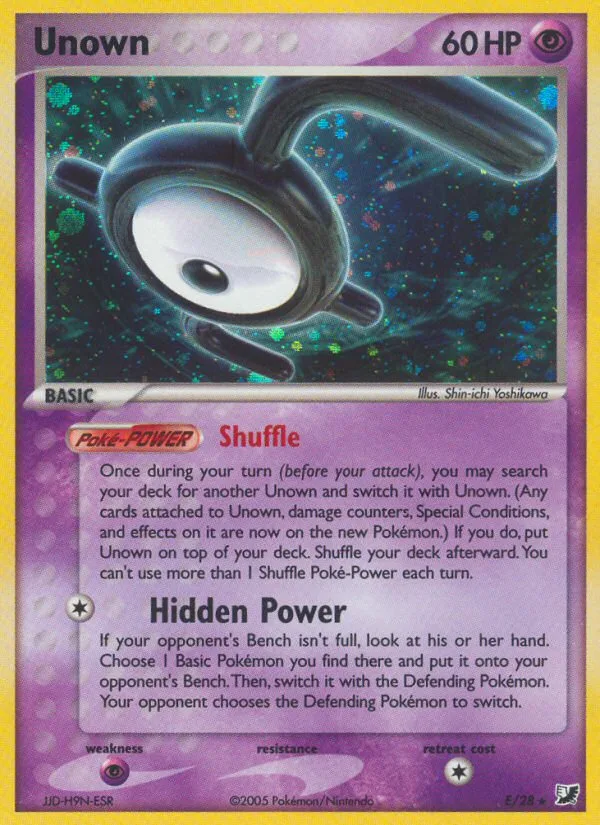 Unown #E EX Unseen Forces Pokemon card