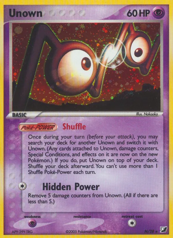 Unown #N EX Unseen Forces Pokemon card