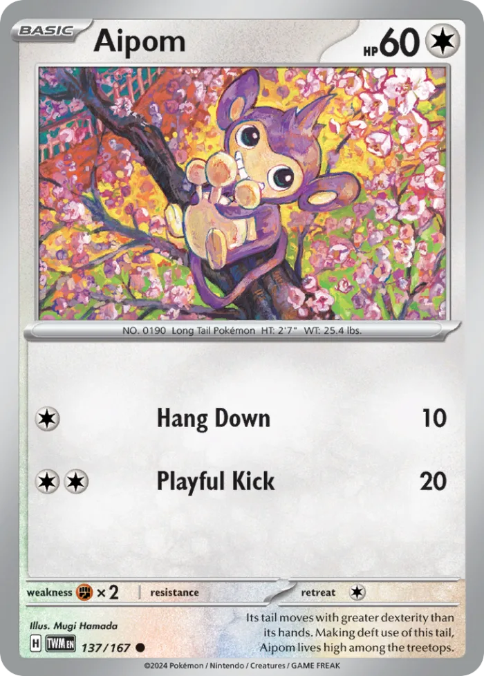 Aipom #137 Twilight Masquerade Pokemon card