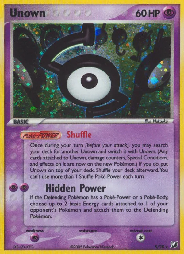 Unown #S EX Unseen Forces Pokemon card